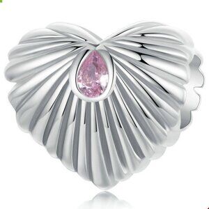 925 Stering Silver Charm Pink Heart